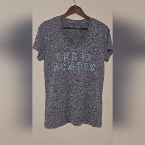 Women's Under Armour Gray & Blue Short Sleeve Tee M Like New